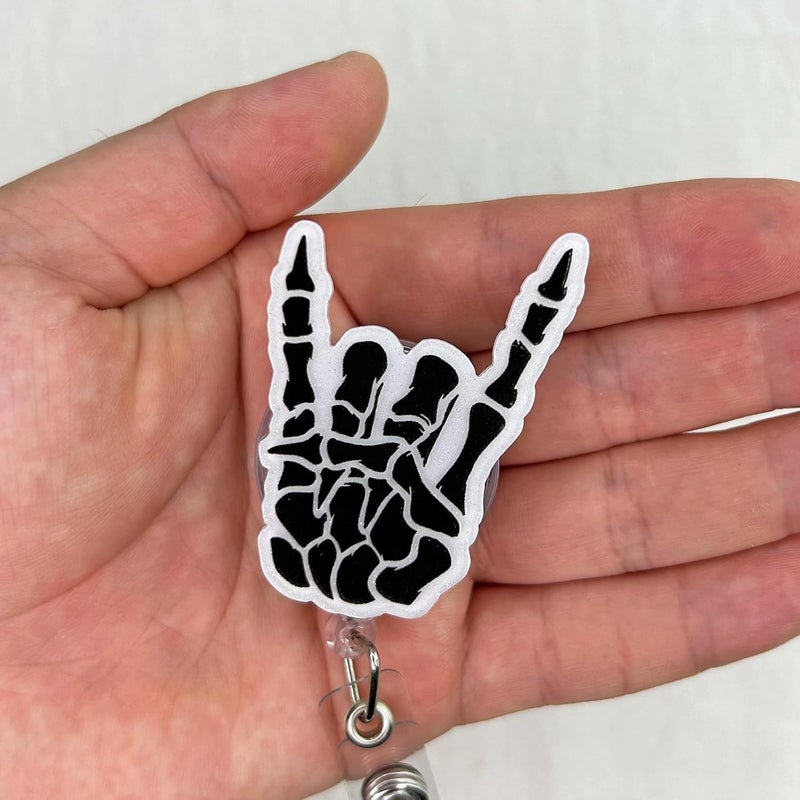 Bydevia Funny Skeleton Hand Halloween Badge Reel Retractable, Fall Badge Reel for Nurse Nursing Student RN CNA LPN Medical Worker & Teacher, Radiology X-ray Tech Badge Gifts, Rad Tech Badge ID Holder for Work - Image 3